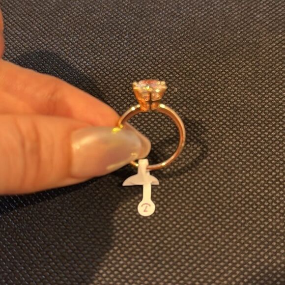 14K Gold Plated RoseGold Diamond Iridescent Ring - Picture 8 of 8